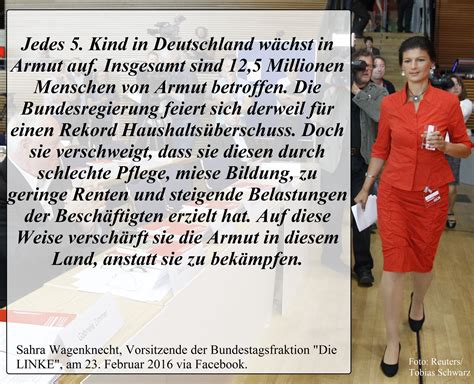 Wagenknecht erklärte, dass sich immer mehr menschen von diesem europa abwenden, in dem großbanken und konzerne den ton angeben, während die mittelschicht wohlstand verliert, die. RT Deutsch on Twitter: "Aktuelles Zitat von Sahra # ...