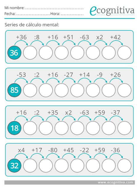 Los ejercicios de estimulación cognitiva son actividades cuyo objetivo es mantener y mejorar las capacidades mentales. Cálculo Mental. Ejercicios de Estimulación Cognitiva para ...