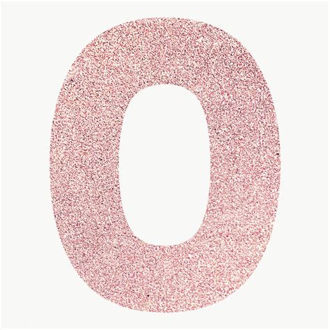 Glitter rose gold number 0 typography transparent png ...