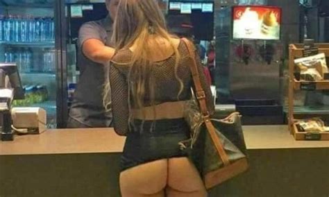 Please more lube for my tight tinny ass. Tourist orders burger with her whole bottom on show in ...