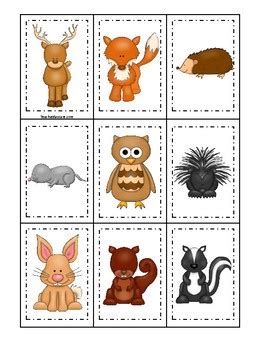 woodland animals themed memory match game printable