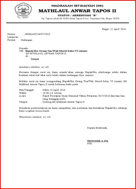 Contoh surat undangan orang tua wali murid. 25 Contoh Surat Undangan Rapat Sekolah Terbaru Dan ...