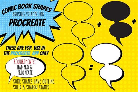 This instagram was created to distribute free resources for the procreate program, indicating the authors themselves. Procreate Comic Shape Brushes Stamps | Creative drawing ...
