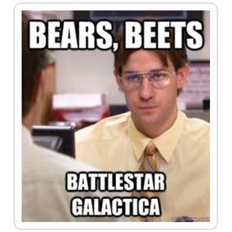 This battlestar galactica complete set is on sale for prime day 2021. "Bears Beets Battlestar Galactica " Stickers by cbryt3 ...