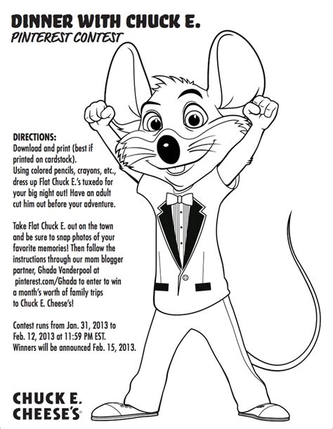 Chuck e cheese coloring page coloring pages color print. #FlatChuckE Chuck E Fun for a month? Yes, Please! | Chuck ...