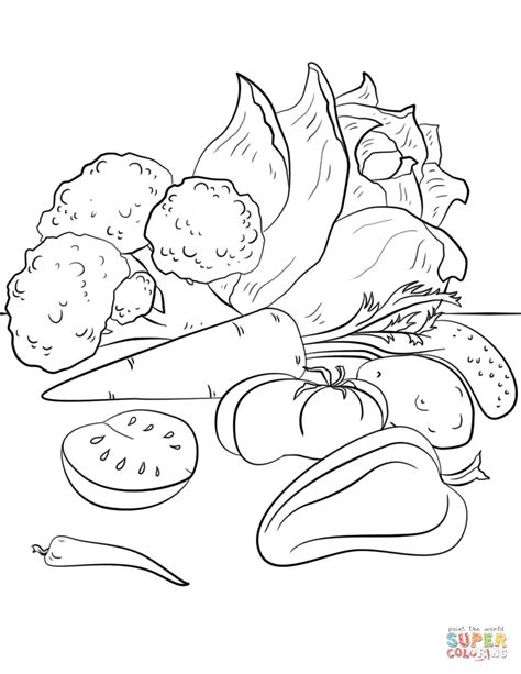 Every kid will be happy to have pencils, water color and vegetables coloring pages right now. Fall Vegetables coloring page | Free Printable Coloring Pages