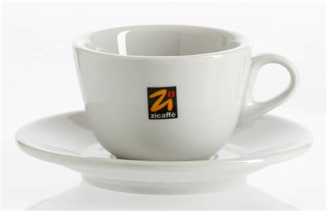 Reinweisses porzellan mit rotem musetti logo. espressoonline - Zicaffé Cappuccinotasse