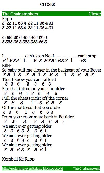 We did not find results for: Not Angka Pianika Lagu The Chainsmokers Closer