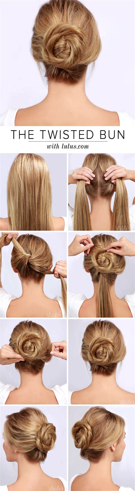 To see your recreations featured in our cgh app now begin to twist the hair and form it into a bun shape, as you normally would before placing in a hair elastic… when you run out of hair to twist. Lulus How-To: Twisted Bun Hair Tutorial - Lulus.com ...