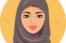 muslim hijab woman face vector arabic beautiful illustration vectorstock alamy