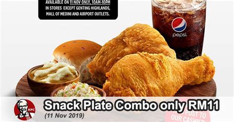 There are 376 calories in 1 burger (153 g) of kfc snack burger. KFC 11.11 Promotion Snack Plate Combo only RM11 (11 ...