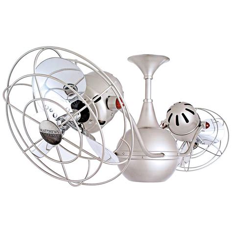 Double ceiling fans with dual motor heads. 42" Matthews Vent Bettina Dual-Head Nickel Ceiling Fan ...