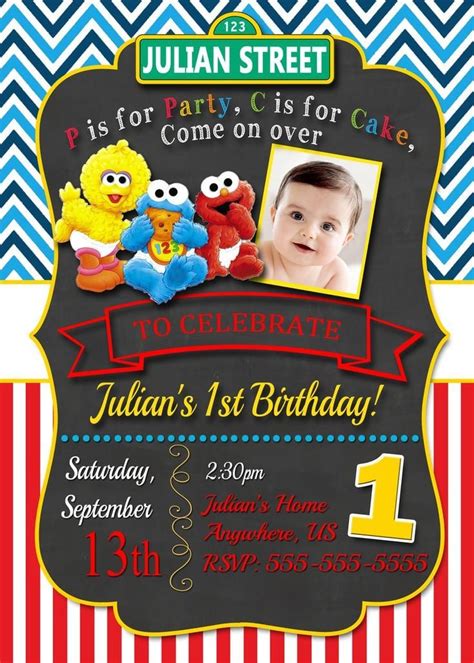 Create cute elmo birthday party invitations for a tickle me elmo birthday party celebration. Sesame Street 1st Birthday Invitations | Fiesta de elmo ...