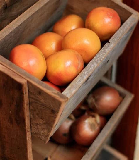 It is modeled after a bin i built many years ago. Rustic Shelving with Ample Storage for All Your Potatoes & Onions | Potato bin, Vegetable bin ...