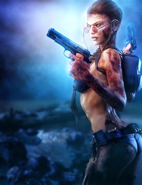 Swimsuit Lara Croft with Gun, Tomb Raider Fan-Art by shibashake on ...