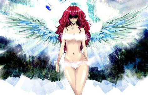 Customize and personalise your desktop, mobile phone and tablet with these free wallpapers! anime, Anime Girls, Fantasy Art, Redhead, Wings, Original ...