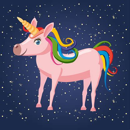 Check spelling or type a new query. Cute Cartoon Unicorn On Background Space Illustration ...