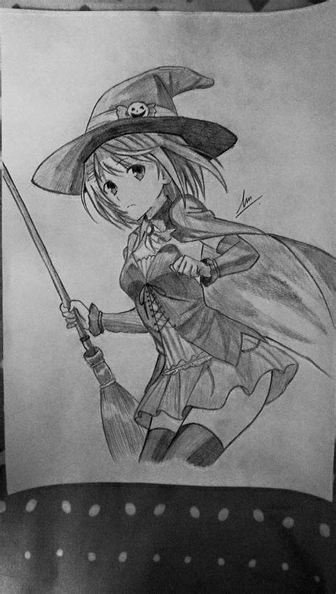 Easy drawing with sketch pencil step by step. Little Witch Anime Girl Pencil Drawing by NgooCM on DeviantArt