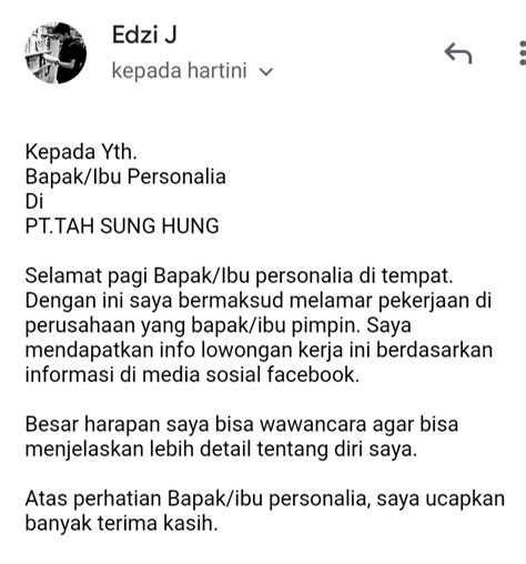 Cara membuat lamaran ke perhutani. Cara Membuat Lamaran Kerja Lewat Email Hp Android [Lengkap ...