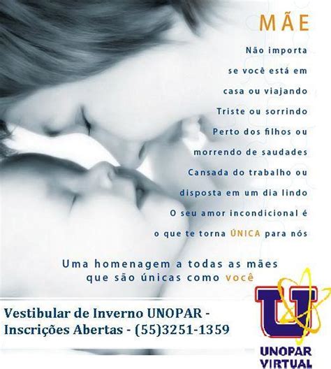 É importante passar uma mensagem dia das mães que a emocione. Unopar Pólo Santiago: FELIZ DIA DAS MÃES!