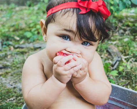 In less than two months, i will have a one year old boy. Fruit Bath 🍓 | 9 month old baby, Strawberry fruit, Photo ...