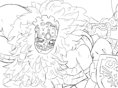 I have a new tablet thanks to an amazing lovely friend and so i christened it by lining and working on this sketch idea i had for an enamel pin. Ganon Zelda Breath Of The Wild Coloring Pages