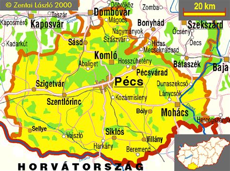 Magyarország nagyítható autótérképe távolságokkal, domborzattal és természetvédelmi területekkel. Baranya megye telepuleseinek terkepei