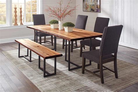 120 x 80 x 75 cm collection only. Coaster Suthers Live Edge Dining Set - Natural Honey/Grey ...