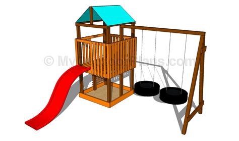 A playhouse, sandbox and slide. Diy Playset Plans Free - Easy DIY Woodworking Projects ...