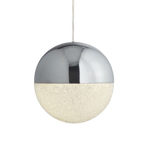 Светильник argent globe chrome (metal pendant lamp) (splash, bloom). Keln - LED Globe - Polished Chrome & Crushed Ice Sparkle ...