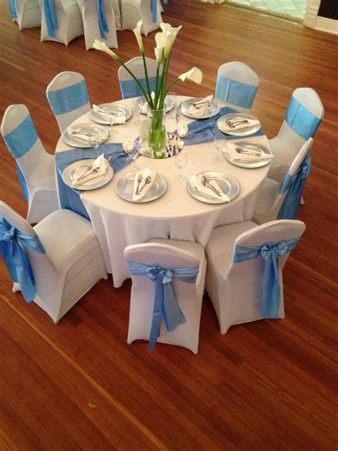 Scuba chair covers are our most versatile chair cover. Scuba chair covers and Robin Blue sashes | Celebracion ...