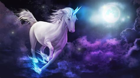 Cartoon unicorn images stock photos vectors shutterstock. Unicorn Galloping Sky Clouds Full Moon Desktop Wallpaper Hd For Mobile Phones And Laptops ...