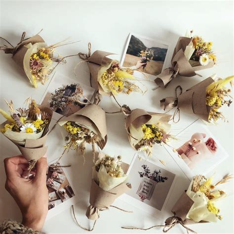 Handle your pressed flowers carefully when you remove them. Small Yellow Bouquet of dried wild Flowers, flower gift ...