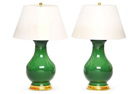 On sale for $164.50 original price $195.00. One Kings Lane - Furniture, Art & Accessories - Green Table Lamps, Pair | Green lamp, Green ...