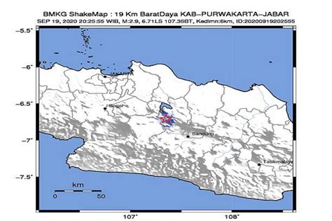 Gempa bumi yang disebabkan oleh aktivitas tektonik adalah dengan pengamatan posisi suatu. Gempa Tektonik Magnitudo 2,9 Guncang Barat Daya Purwakarta