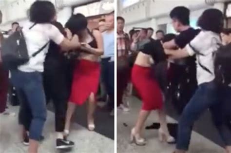 Japanese wife is adultery with her lover while her husband has just left home. Mistress stripped by lover's wife at airport before hot ...