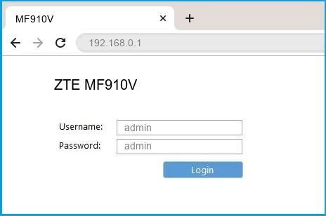 Find zte router passwords and usernames using this router password list for zte routers. 192.168.0.1 - ZTE MF910V Router login and password