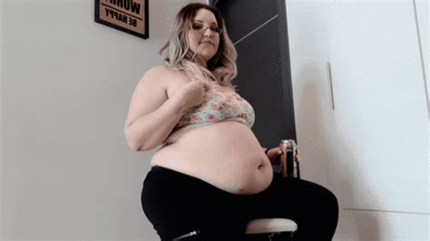 Bbw laura playing in the kitchen. Stuffing with beers and belly play - Video Clips ...