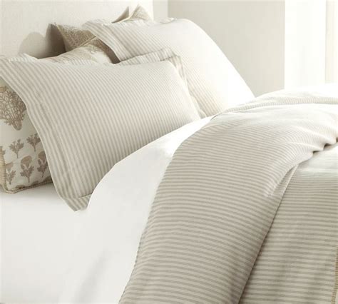 Ticking stripe border duvet cover. Vintage Ticking Stripe Duvet Cover & Sham, Neutral ...