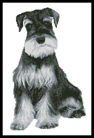 Saxophone counted cross stitch pattern. "Silver Schnauzer" | Cross Stitch Pattern