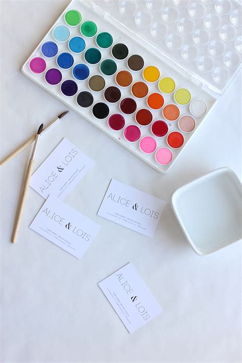 Watercolor creative modern business card makeup artist designer interior turquoise. Alice and LoisWatercolor Business Cards