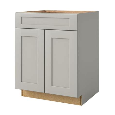 Custom vanities allow you to choose the base cabinet that meets your style, and then either select from a variety of countertop and sink options, or purchase the base cabinet only without a top. allen + roth Stonewall 24-in W x 34.5-in H x 24-in D Stone ...