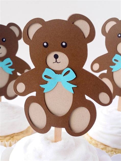 60% off with code zjulyspecial. 12 Teddy Bear Cupcake Toppers | Boy Teddy Bear in Aqua ...