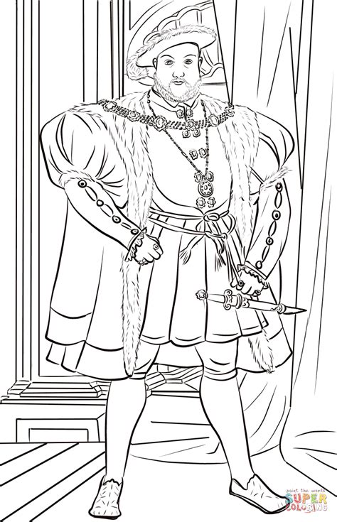 Follow simple steps and learn. Henry VIII of England coloring page from United Kingdom ...