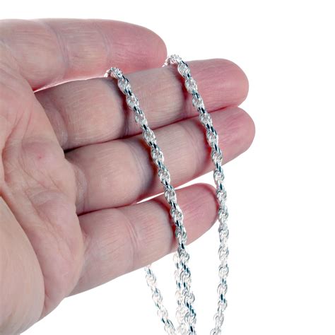 Check spelling or type a new query. 3.3mm Unisex Diamond Cut Sterling Silver Rope Chain