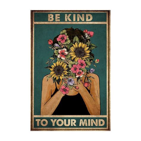 Be Kind To Your Mind Poster Pot Head Poster Inspirational Poster Flower Head Poster Vintage ...