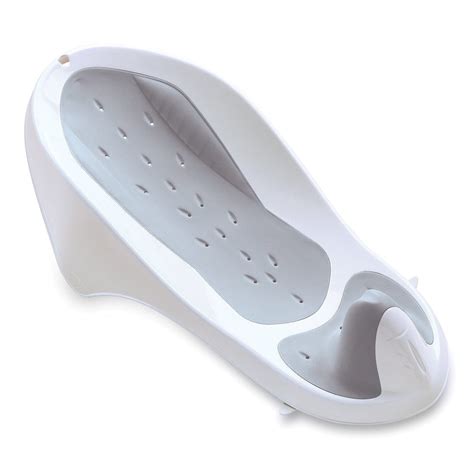 It is made of lightweight plastic and has a convenient hook for storage. Premium Soft Touch Ergonomic Baby Bath Support - Baby Lurve