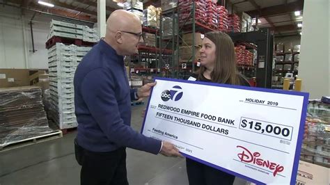 Its mission is to end hunger in its community. ABC7 and Disney donates $15,000 to Redwood Empire Food ...