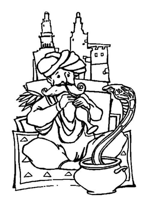 It is possible to see the feeling of pride and achievement to them, that they are bound to feel on the. Coloring Page snake charmer - free printable coloring ...