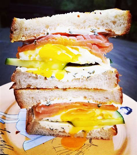 This smoked salmon sandwich is the perfect sandwich, if you ask me! Homemade Smoked Salmon Breakfast Sandwich : food